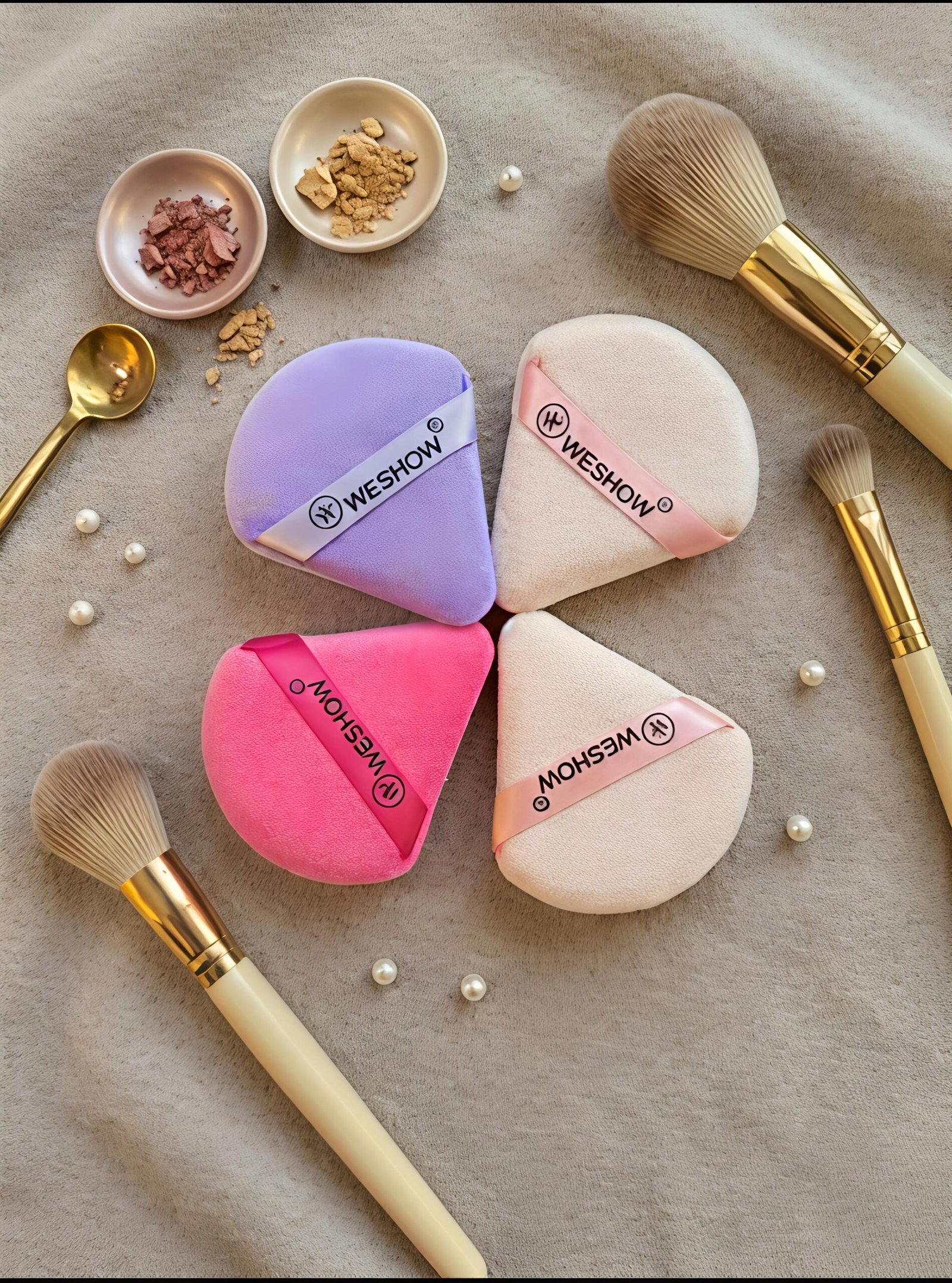 Oplus_16908288 Pizza Puff Makeup Blender – Cute Triangle Powder Puff - Image 1
