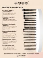 25 Pcs Set Professional Makeup Brushes Premium Synthetic Fibers - Image 4