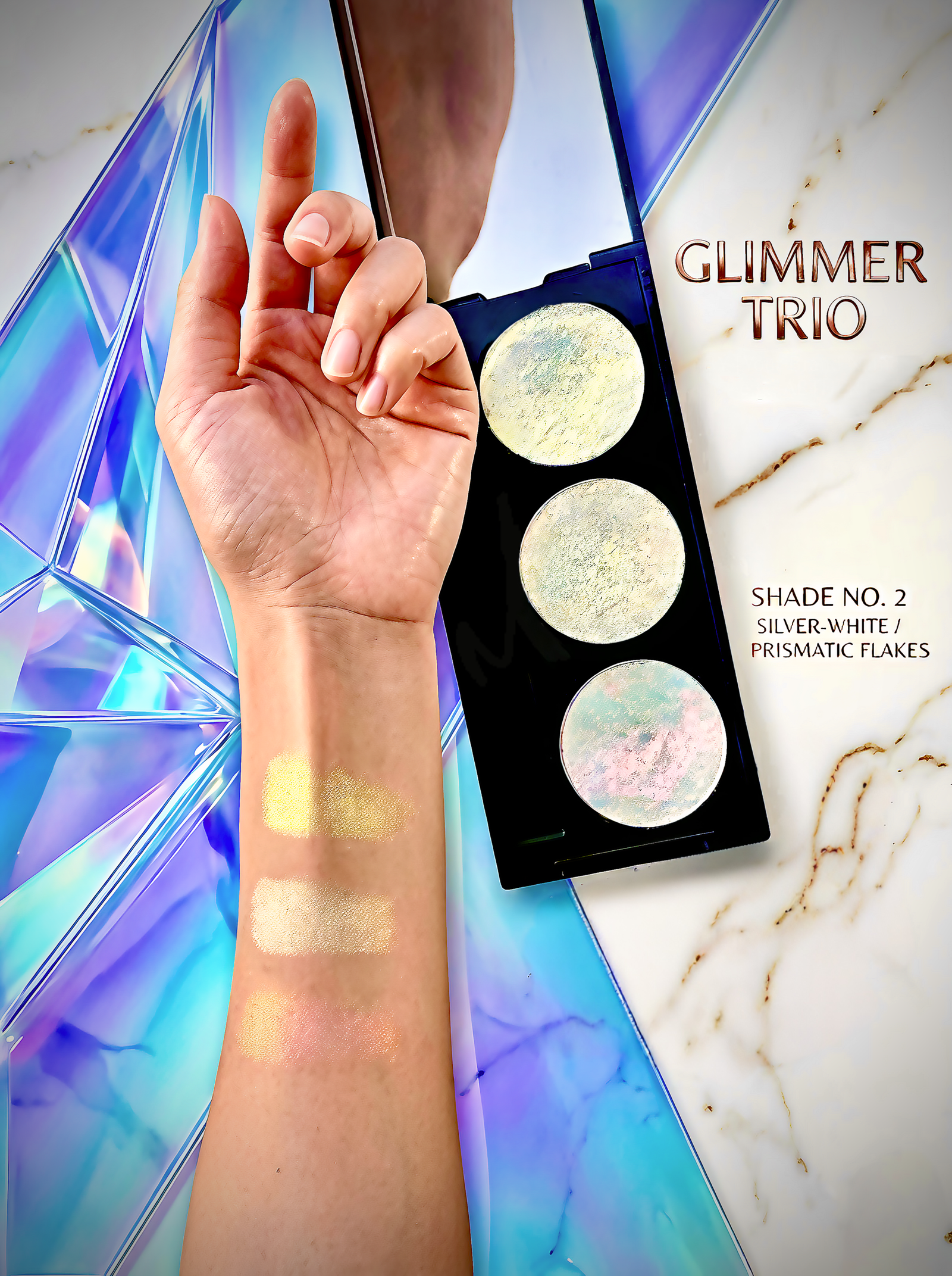 IMG_20260526_183443 Weshow Beauty Prismatic Glitter Eyeshadow Palette – High Pigment Shimmer Eye Makeup-02 Glimmer Trio - Image 1